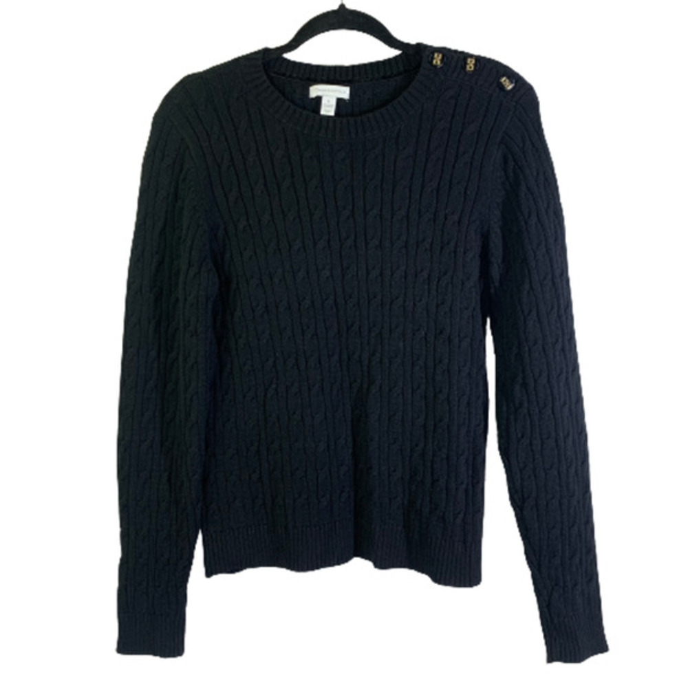 CHARTER CLUB Vintage Black Cable Knit Pullover Sweater